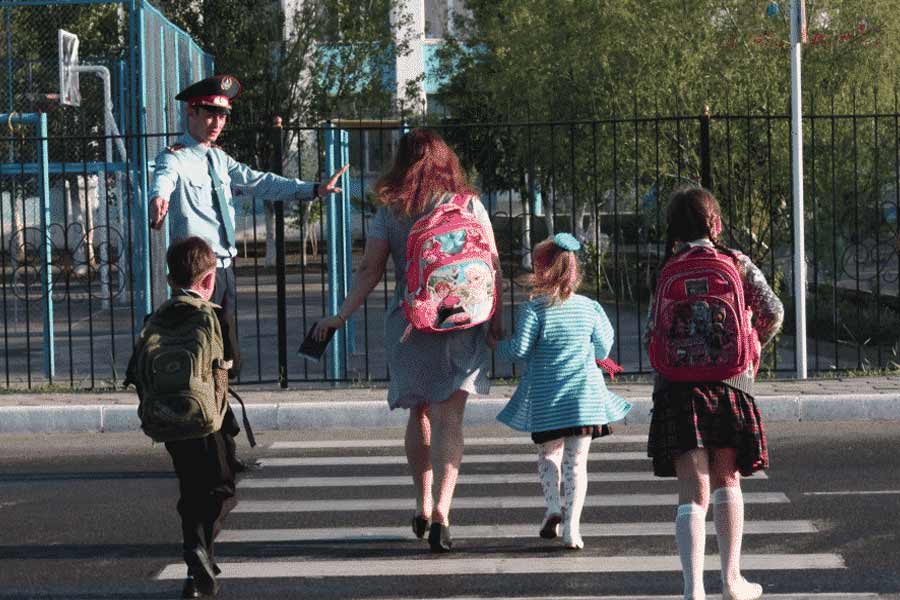 Kids crossing roads