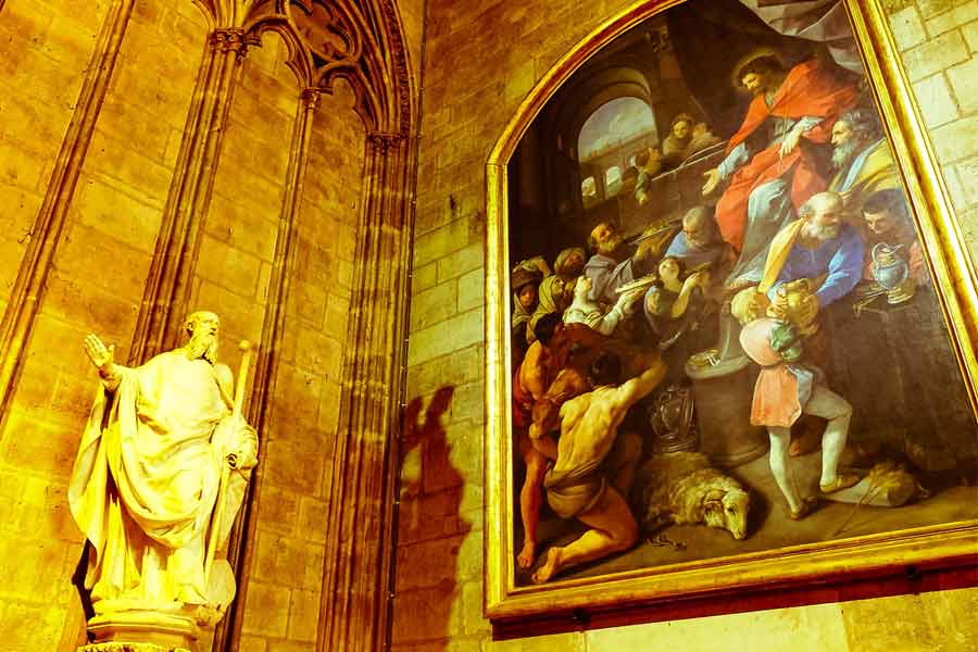 Cathedral’s interior is covered with priceless paintings