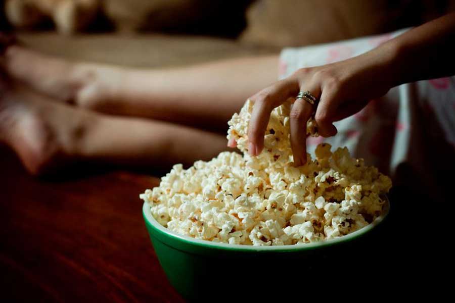 Popcorn prepared in the microwave