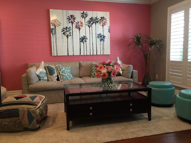 Pink wall for living room