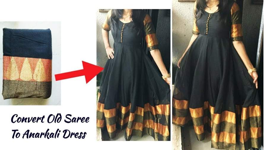 Convert old saree into Anarkali dress