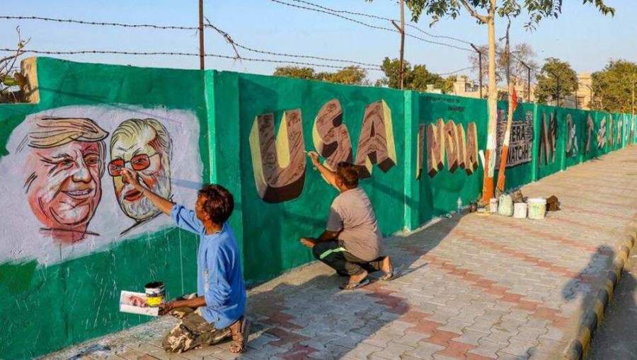 wall have been newly painted for Trump's arrival