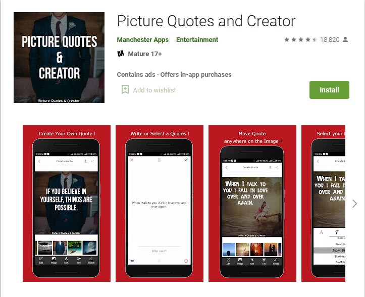 Picture Quotes and Creator app