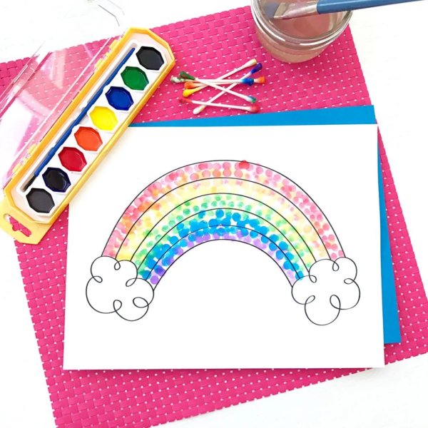 Q- Tips Rainbow Painting Ideas for Kids