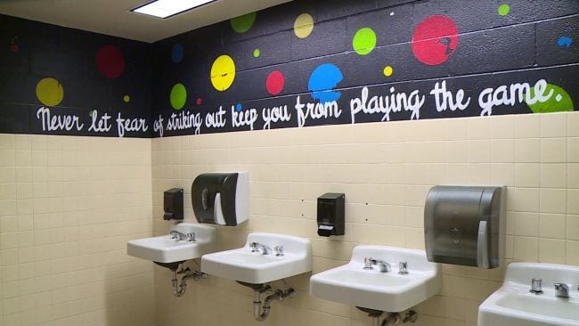 Making school bathroom Colourful