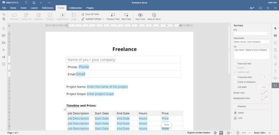 DOCX file into a fillable PDF