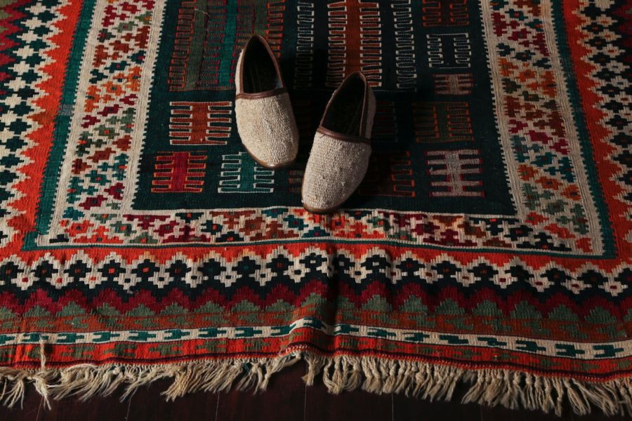 brightly colored Kilim rug