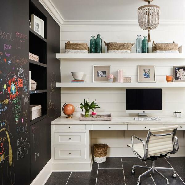 Floating shelves and cabinets in your home office