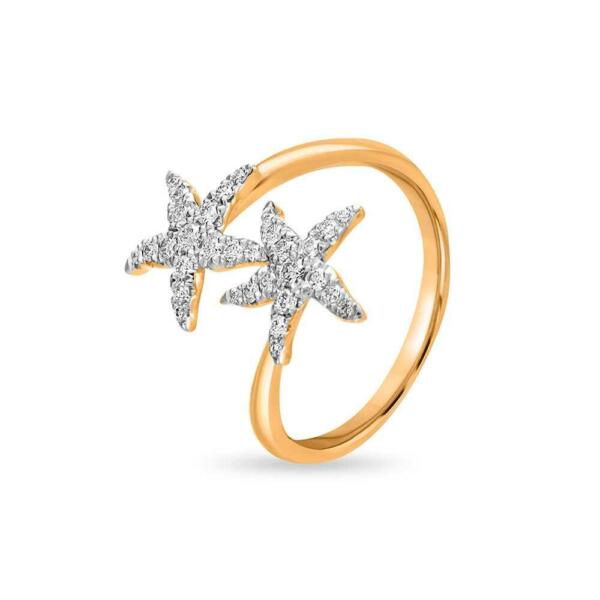 18k Diamond Gold Ring with a Floral Crown